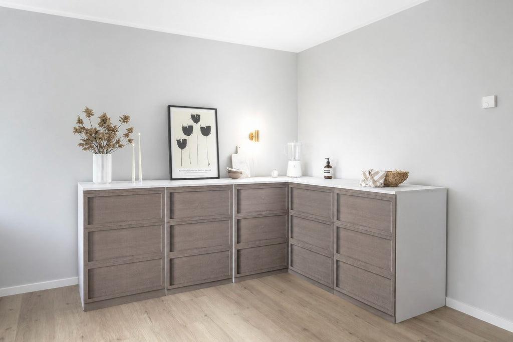 Cucina ad angolo in cartone – Forma a L 240 × 180 cm