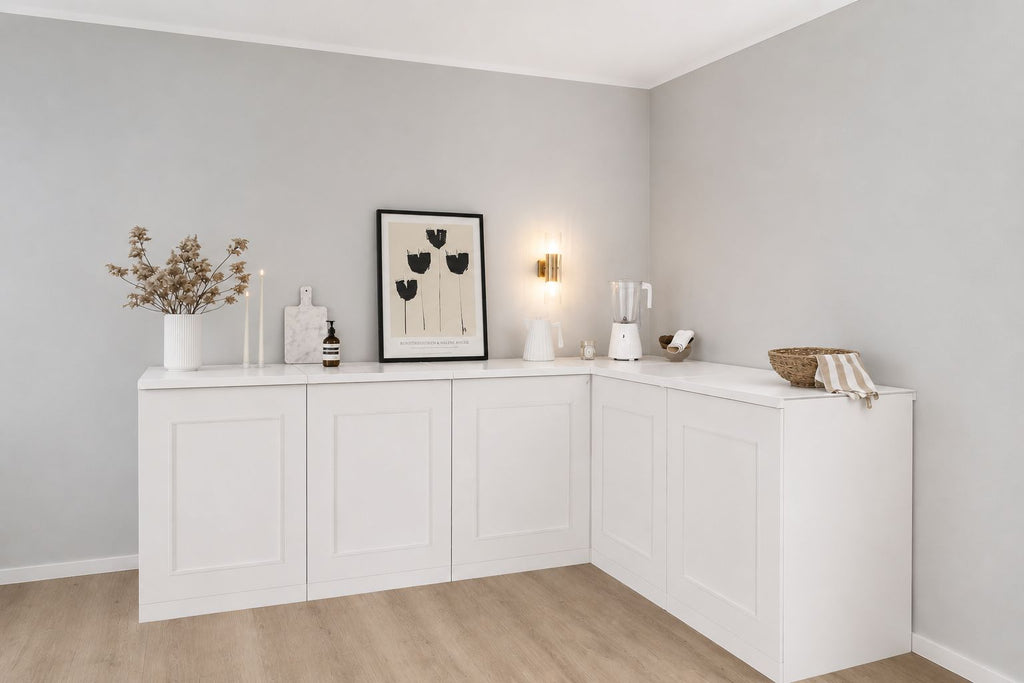 Cucina ad angolo in cartone – Forma a L 240 × 180 cm