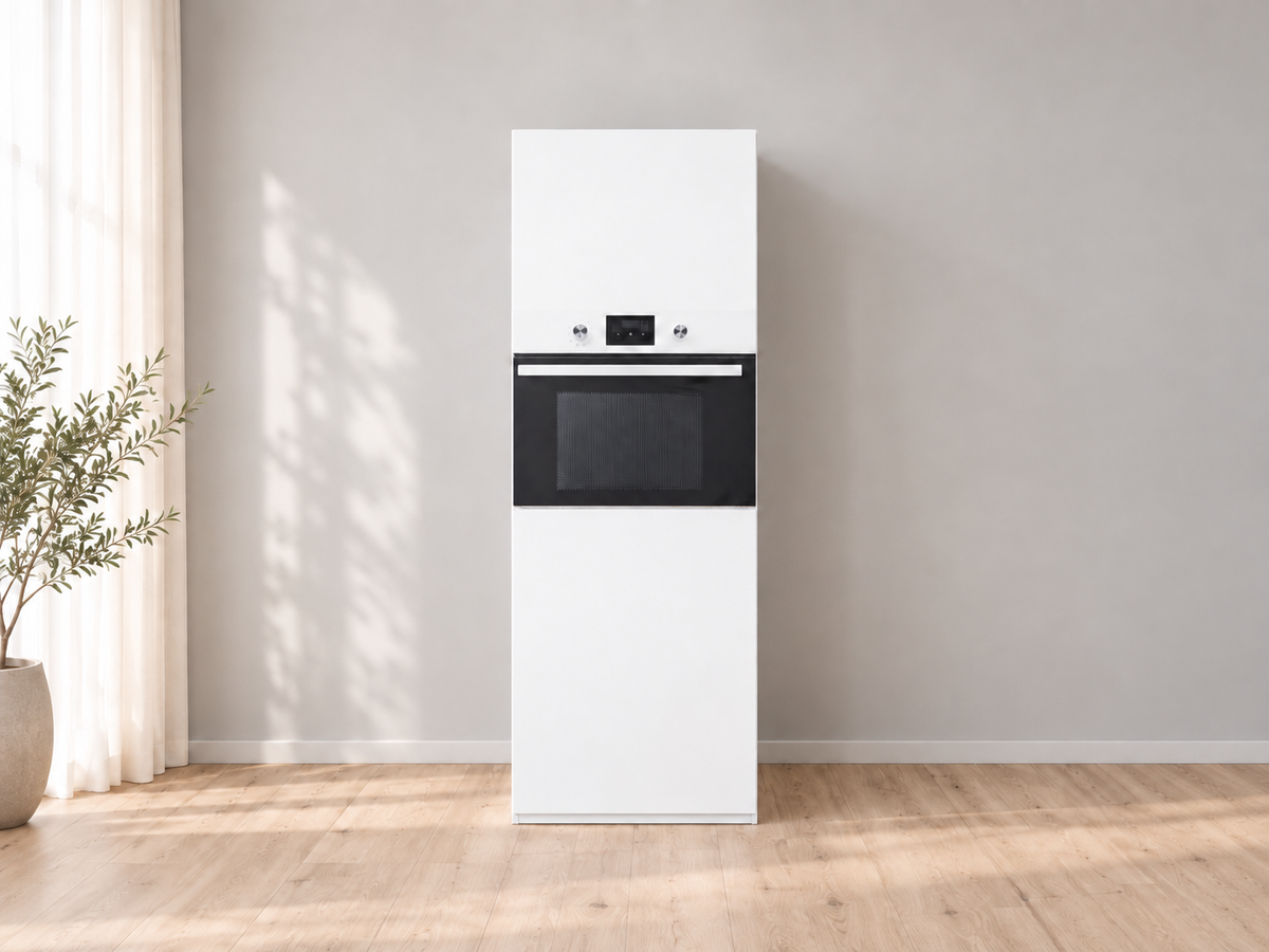 Colonna ESSENTIAL bianca in cartone, alta 180 cm, con forno finto